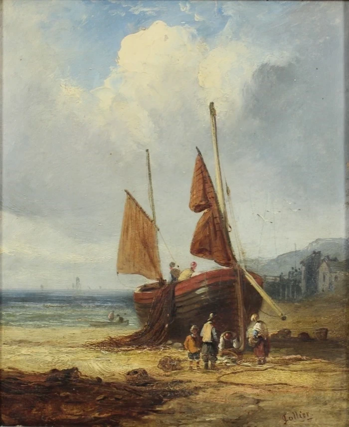 John Collier - barca da pesca sulla riva